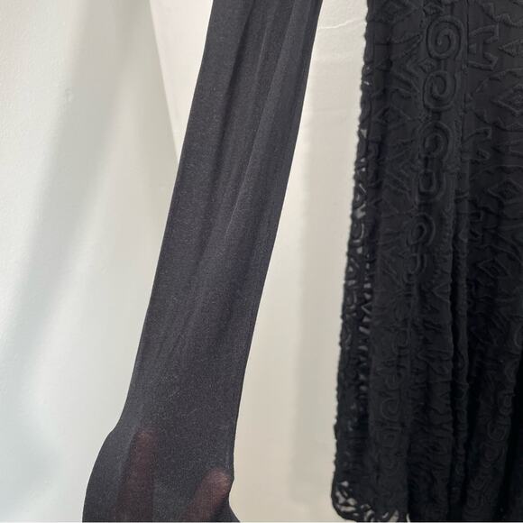 Rostfrei by Anett Rostel Blackk Geometric Embroidered Sheer Sleeve Midi Dress 6 - Picture 6 of 13